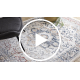 DISTIN 0834A marineblau / blau / gelb / terrakotta moderner Teppich - Ornament, Vintage, Fransen